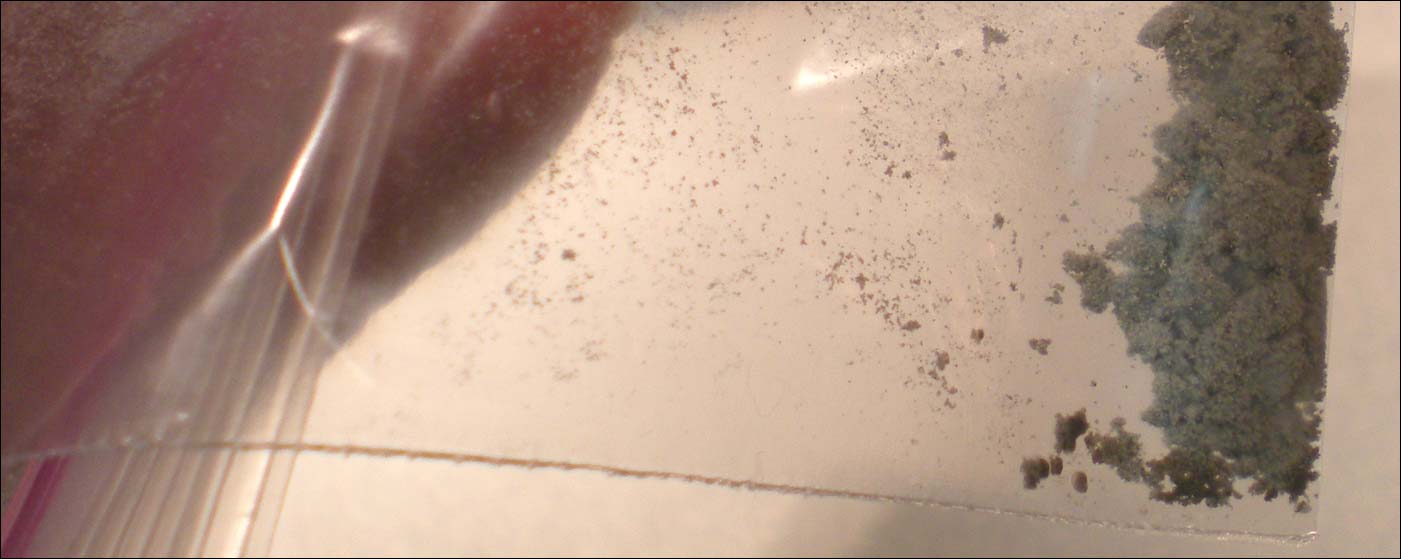 This is the only safe way to bring volcanic ash into the house -- in a ziplock bag. Photo copyright 2009 by Leon Unruh.